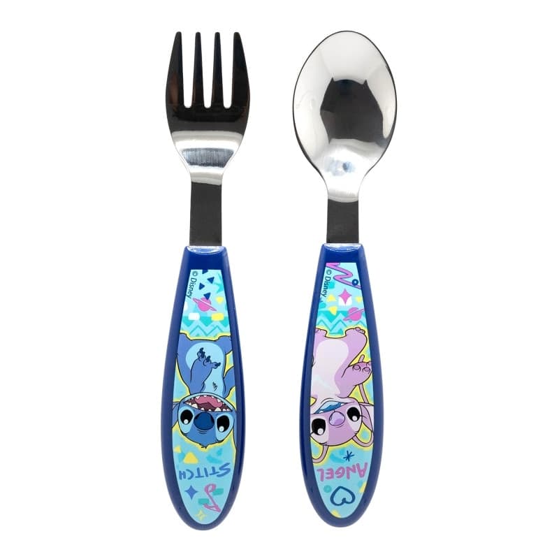 Disney Stitch - Set di posate in metallo Stitch & Angel (cucchiaio e forchetta)