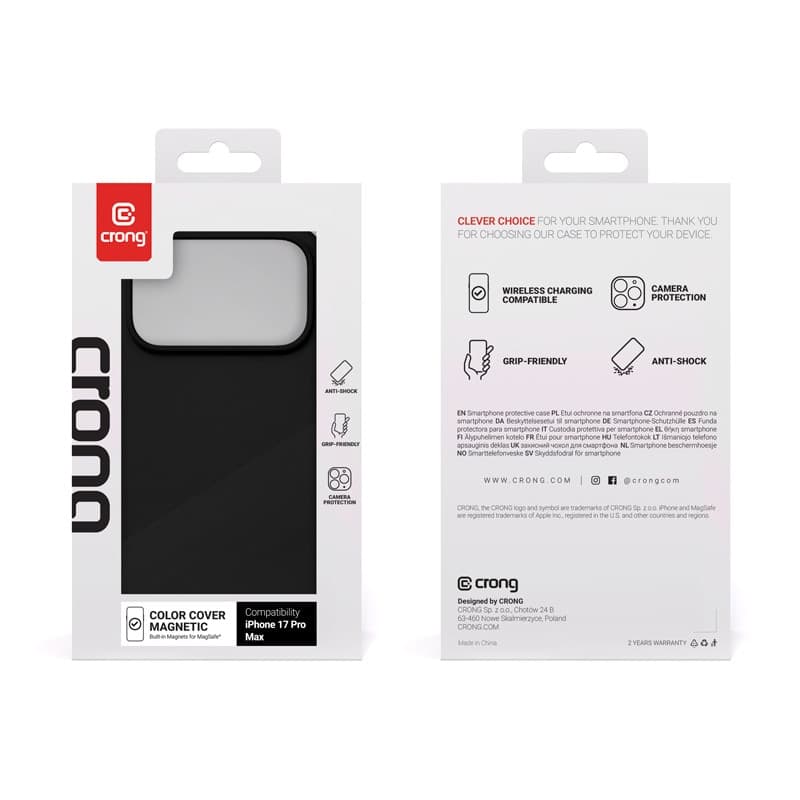 Crong Color Cover Magnetic - Custodia MagSafe per iPhone 17 Pro Max (Nero) - 12