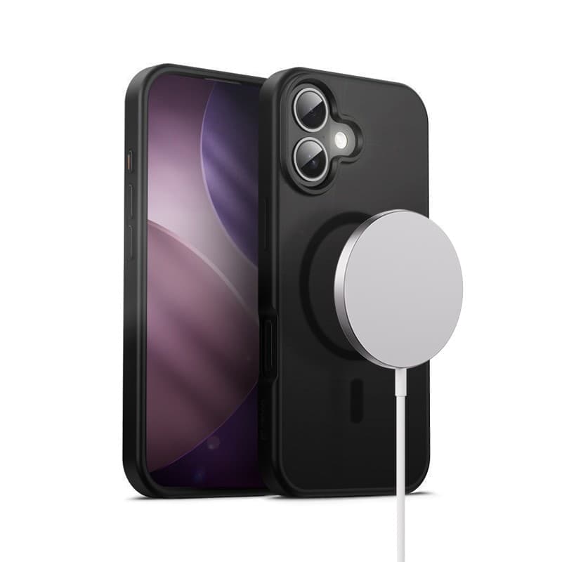 Crong Hybrid Frost MAG Cover - Custodia MagSafe per iPhone 17 (Nero) - 6