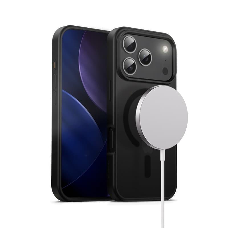 Crong Hybrid Frost MAG Cover - Custodia MagSafe per iPhone 17 Pro (Nero) - 7