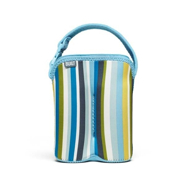 BUILT Bottle Buddy Two Bottle Tote with holder (Baby Blue Stripe) - 2