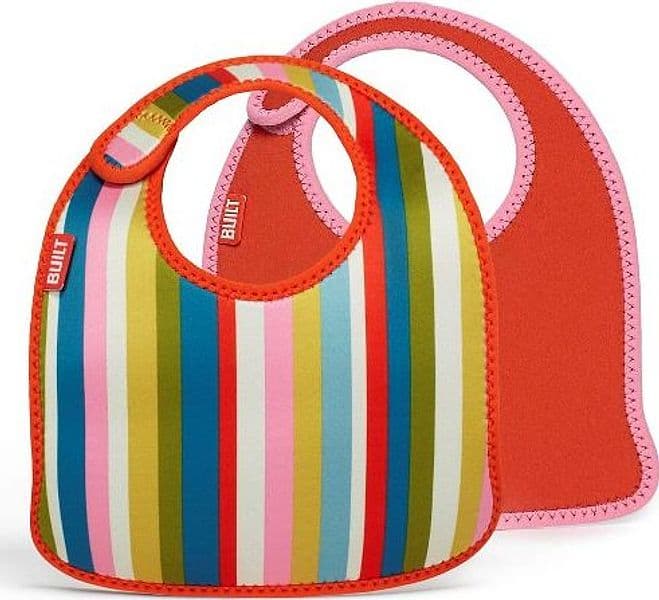 BUILT Mess Mate Set of 2 baby bib (Baby Pink Stripe)