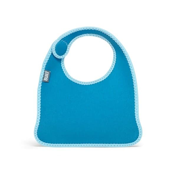BUILT Mess Mate Set of 2 baby bib (Dribble Dots Blue) - 3