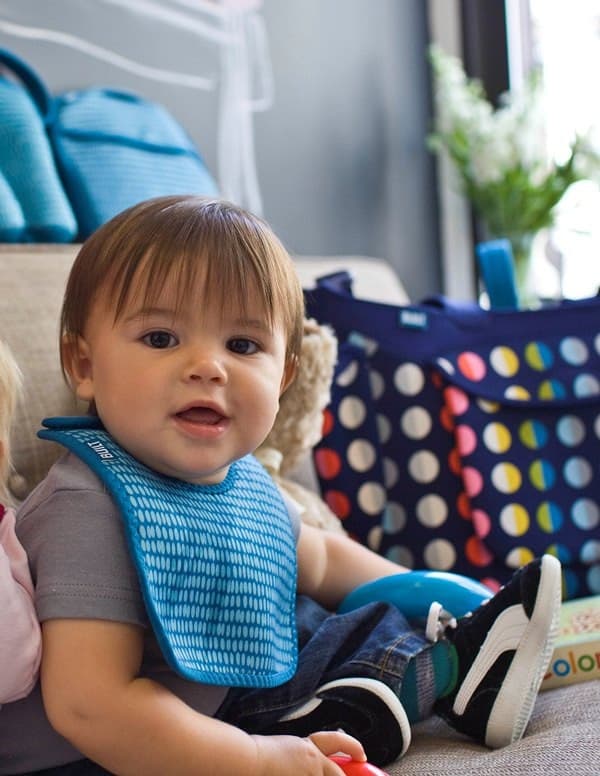 BUILT Mess Mate Set of 2 baby bib (Dribble Dots Blue) - 4