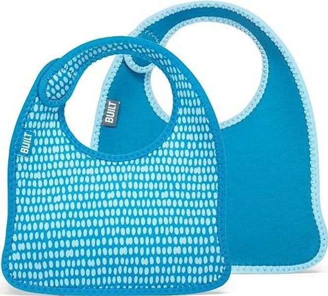 BUILT Mess Mate Set of 2 baby bib (Dribble Dots Blue) - 7