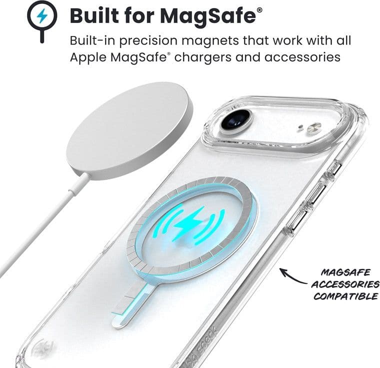 Speck Presidio Perfect Clear MagSafe - Custodia per iPhone Air (trasparente/argento) - 4