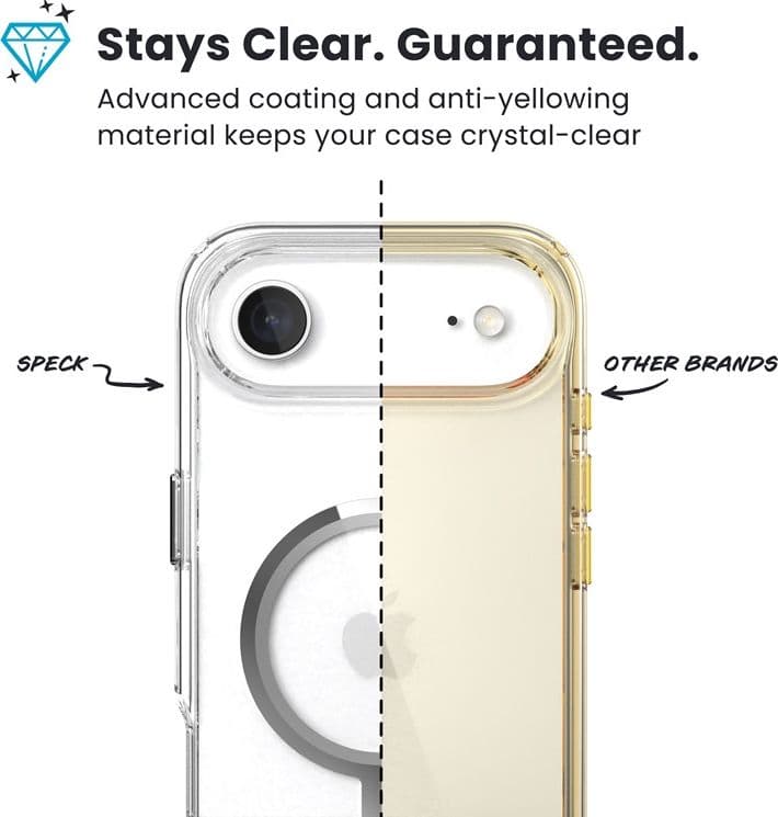 Speck Presidio Perfect Clear MagSafe - Custodia per iPhone Air (trasparente/argento) - 5