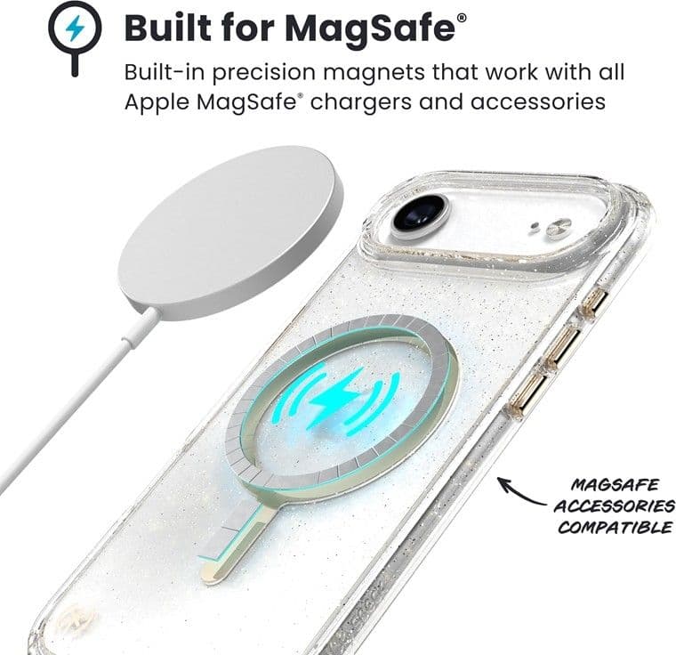 Speck Presidio Lux MagSafe - Custodia per iPhone Air (Glitter / Oro metallizzato) - 14