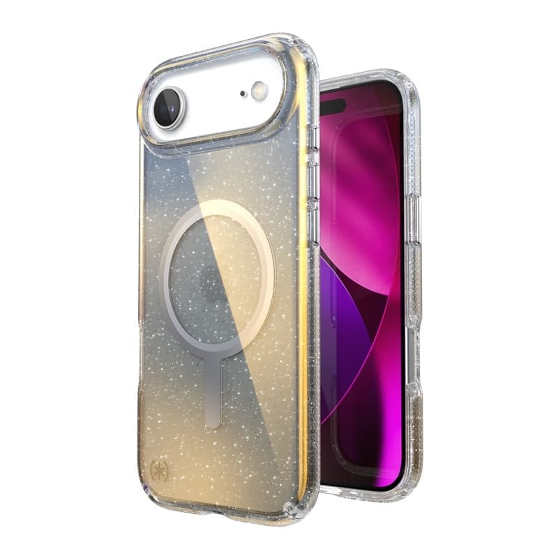 Speck Presidio Lux MagSafe - Custodia per iPhone Air (Glitter Hyper Mirror / Argento metallizzato)