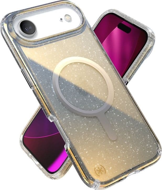 Speck Presidio Lux MagSafe - Custodia per iPhone Air (Glitter Hyper Mirror / Argento metallizzato) - 20