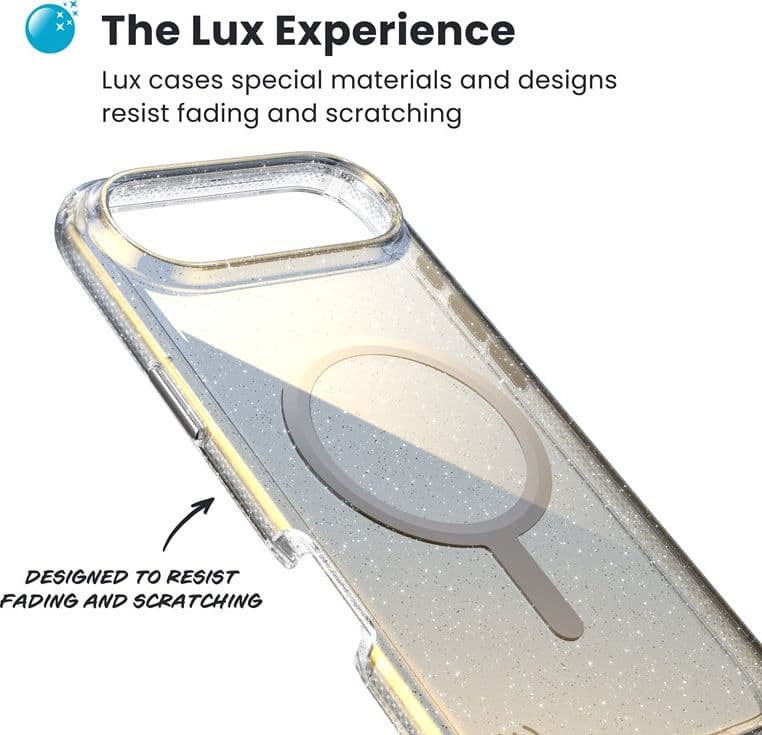 Speck Presidio Lux MagSafe - Custodia per iPhone Air (Glitter Hyper Mirror / Argento metallizzato) - 3