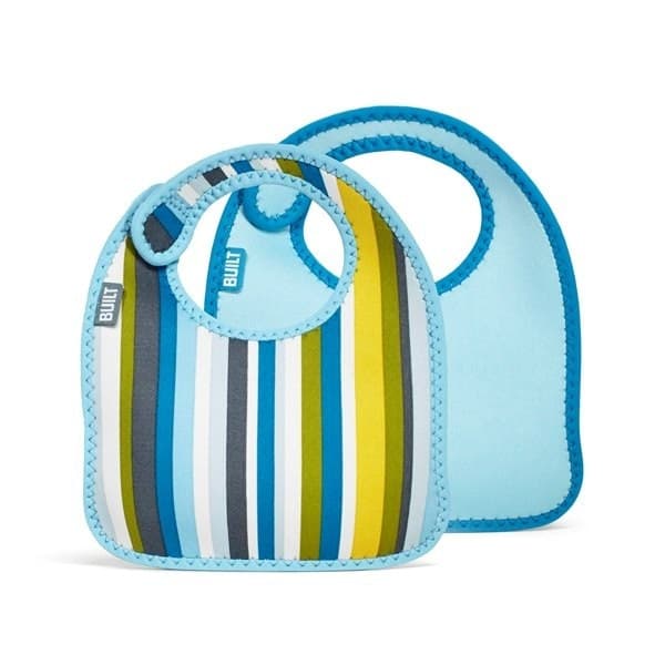BUILT Mess Mate Set of 2 baby bib (Baby Blue Stripe) - 4