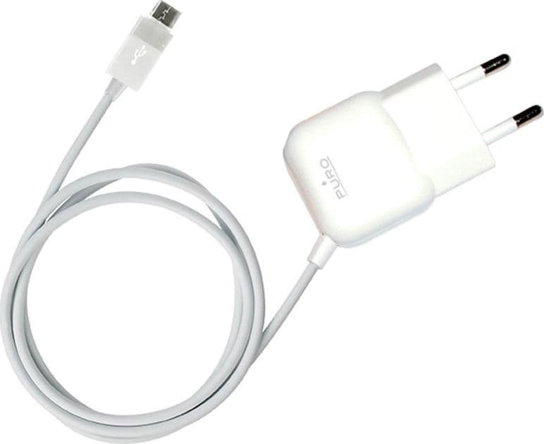 PURO Mini Travel Charger - Portable Wall Charger with Micro USB Cable (White) - 2
