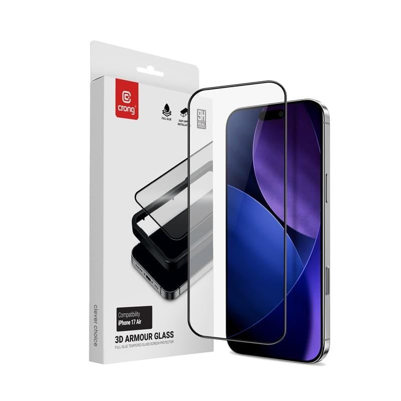 Crong 3D Armor Glass - Vetro temperato per iPhone Air + cornice di installazione - 7