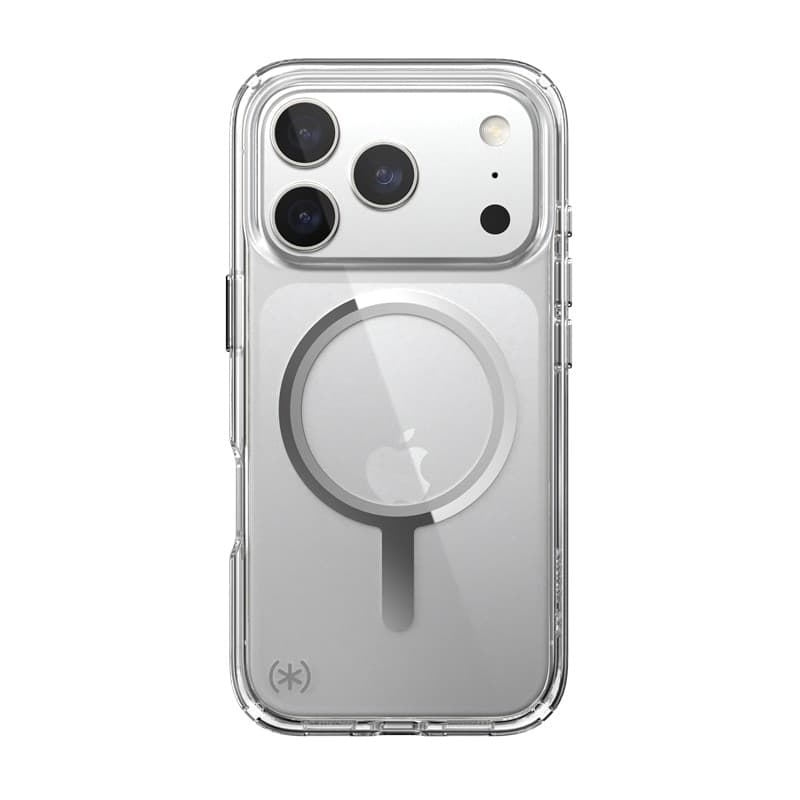 Speck Presidio Perfect Clear MagSafe - Custodia per iPhone 17 Pro (trasparente/argento) - 18