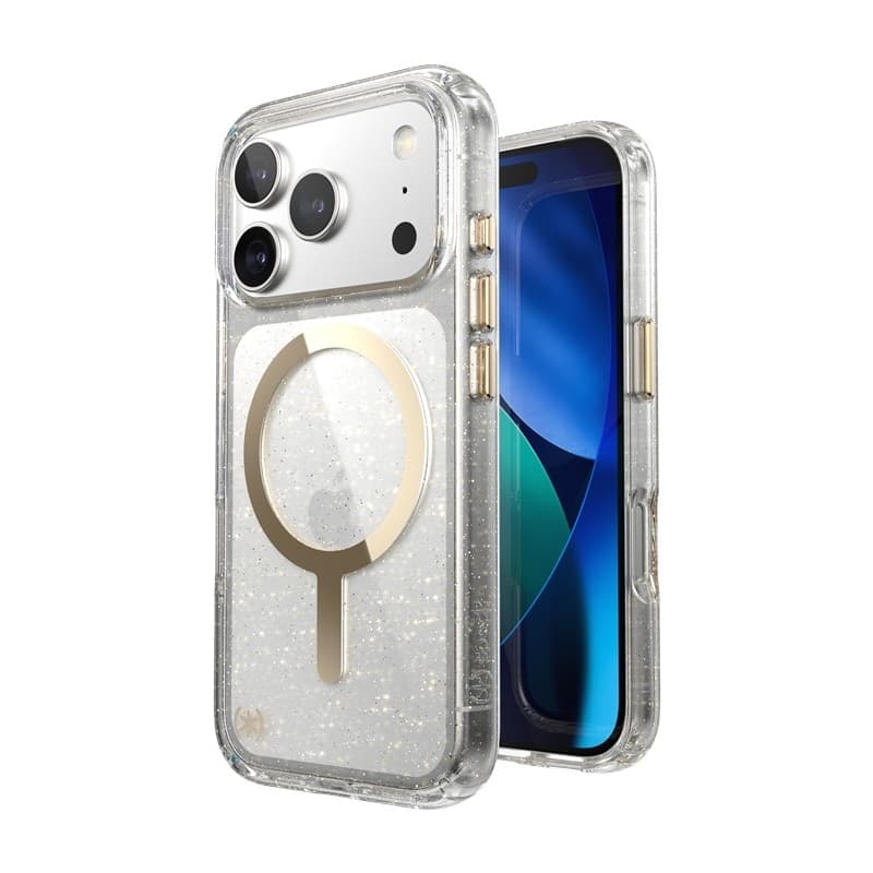 Speck Presidio Lux MagSafe - Custodia per iPhone 17 Pro (Glitter / Oro metallizzato) - 11