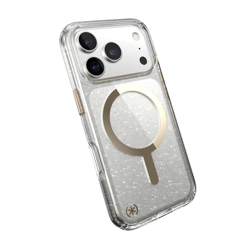 Speck Presidio Lux MagSafe - Custodia per iPhone 17 Pro (Glitter / Oro metallizzato) - 17