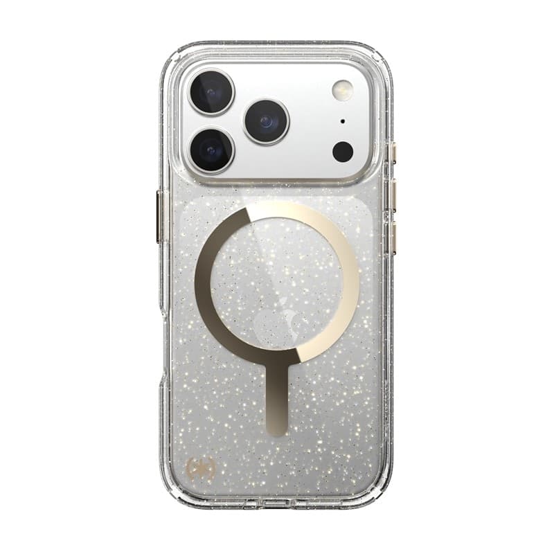 Speck Presidio Lux MagSafe - Custodia per iPhone 17 Pro (Glitter / Oro metallizzato) - 18