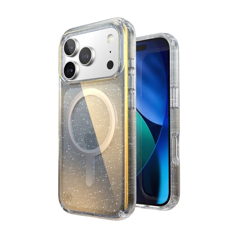 Speck Presidio Lux MagSafe - Custodia per iPhone 17 Pro (Glitter Hyper Mirror / Argento metallizzato) - 11