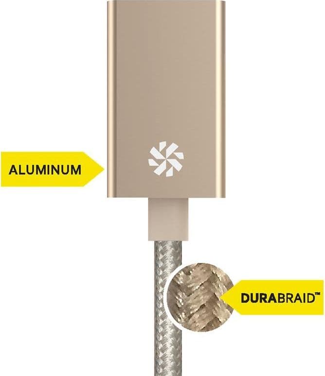 Kanex DuraBraid™ Adapter - USB-C to USB 3.0 type A Aluminium Adapter (Gold) - 6