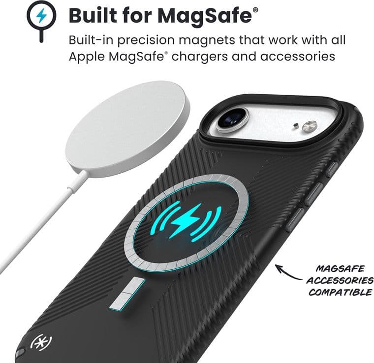 Speck Presidio2 Grip MagSafe - Custodia per iPhone Air (Nero / Grigio ardesia / Bianco) - 5