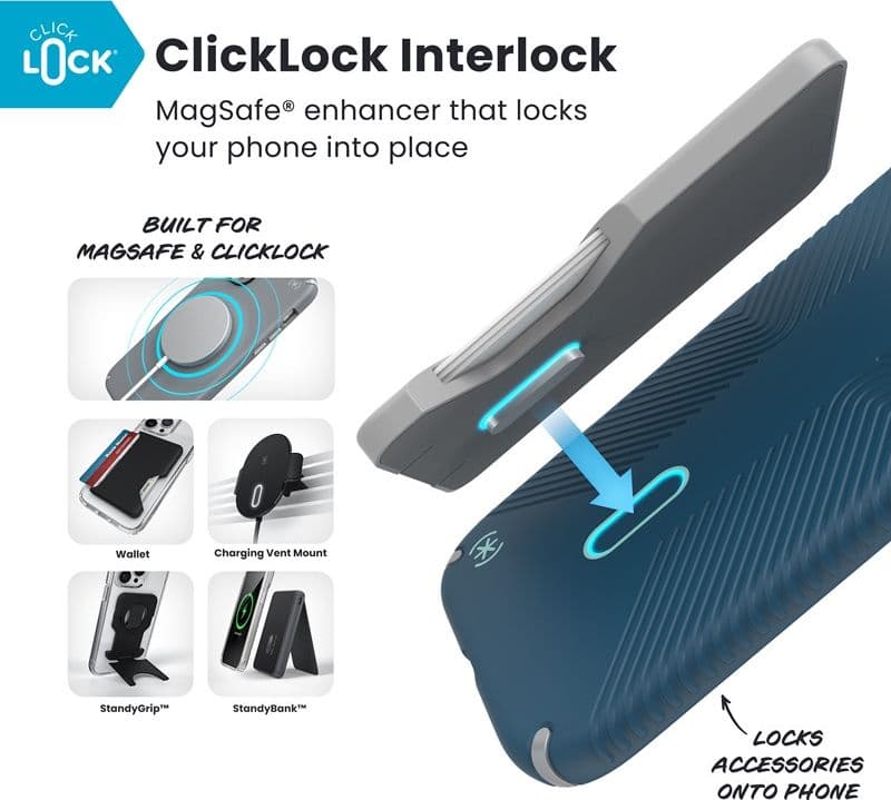 Speck Presidio2 Grip ClickLock e MagSafe - Custodia per iPhone Air (Deep Sea / Argento metallizzato / Blu intenso) - 2