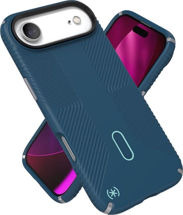 Speck Presidio2 Grip ClickLock e MagSafe - Custodia per iPhone Air (Deep Sea / Argento metallizzato / Blu intenso) - 9