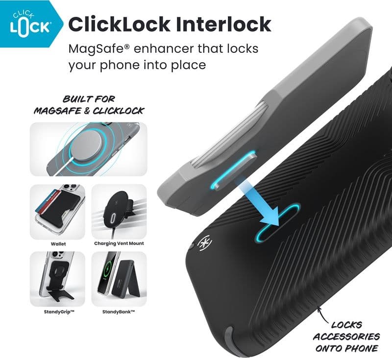 Custodia Speck Presidio2 Grip ClickLock e MagSafe per iPhone 17 Pro Max (nero / grigio / bianco) - 2
