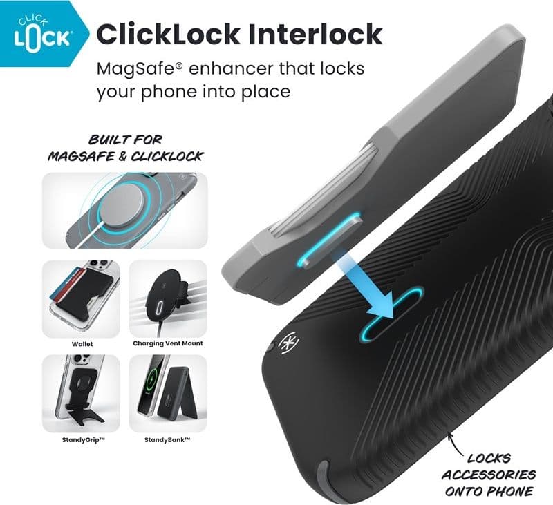 Custodia Speck Presidio2 Grip ClickLock e MagSafe per iPhone 17 Pro Max (nero / grigio / bianco) - 12