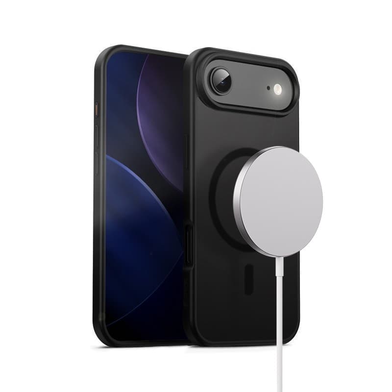 Crong Hybrid Frost MAG Cover - Custodia MagSafe per iPhone Air (Nero) - 7