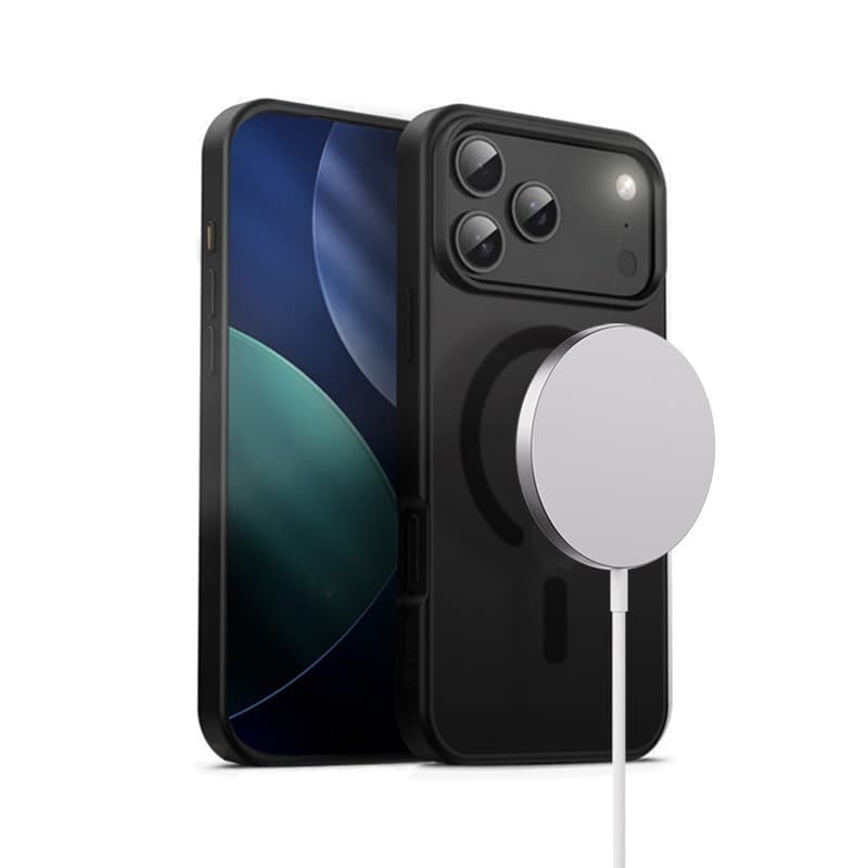 Crong Hybrid Frost MAG Cover - Custodia MagSafe per iPhone 17 Pro Max (Nero) - 7
