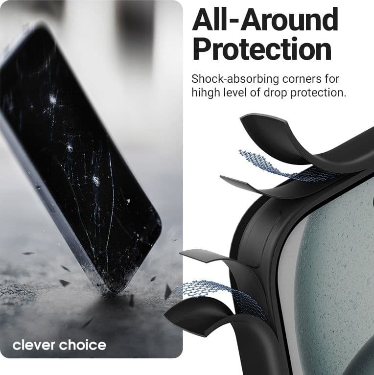Crong Hybrid Frost MAG Cover - Custodia MagSafe per iPhone 17 Pro Max (Nero) - 10
