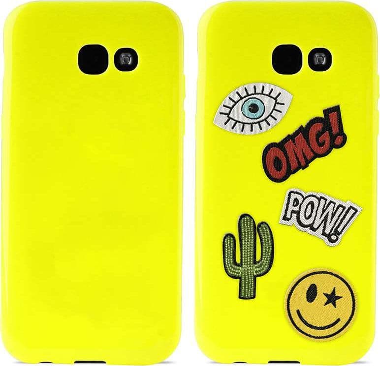 PURO Patch Mania - Case for Samsung Galaxy A3 (2017) containing 5 stickers (yellow)