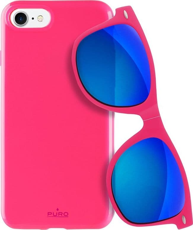 PURO Sunny Kit - Case set for iPhone SE (2022/2020) / 8/7 + foldable sunglasses (pink) - 6