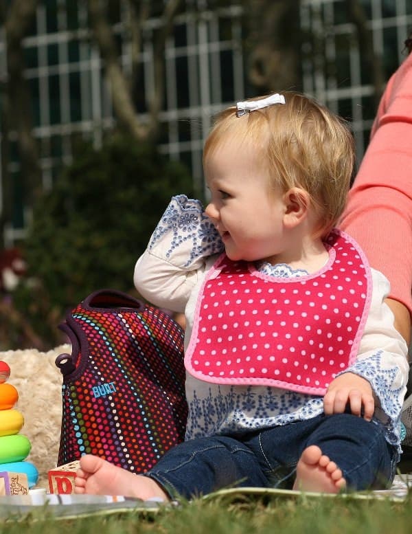 BUILT Mess Mate Set of 2 baby bib (Baby Pink Mini Dots) - 4