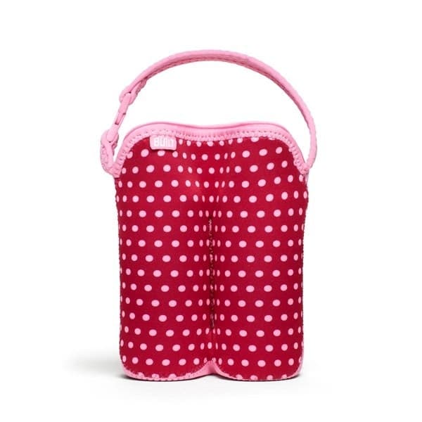 BUILT Bottle Buddy Two Bottle Tote with holder (Baby Pink Mini Dots) - 3