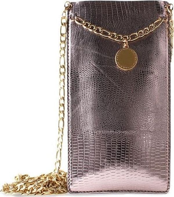 PURO GLAM Chain - Universal case for smartphones with 2 card slots w / gold chain XL (brown) - 3