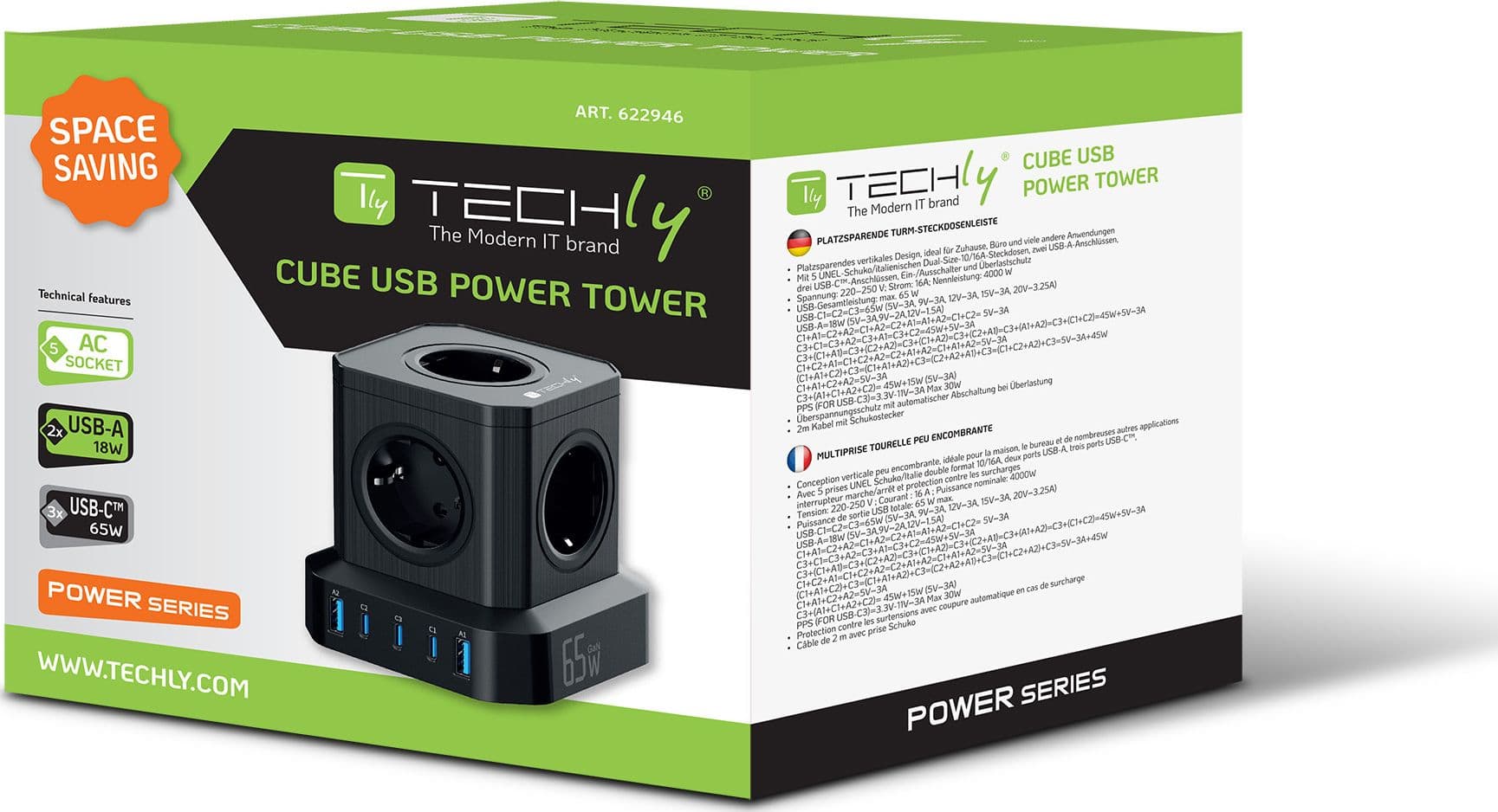 Multipresa da Tavolo USB Cube 5p 2xUSB-A 3xUSB-C&trade - 8
