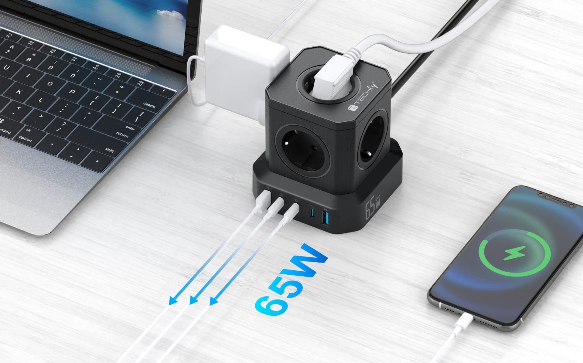 Multipresa da Tavolo USB Cube 5p 2xUSB-A 3xUSB-C&trade - 10