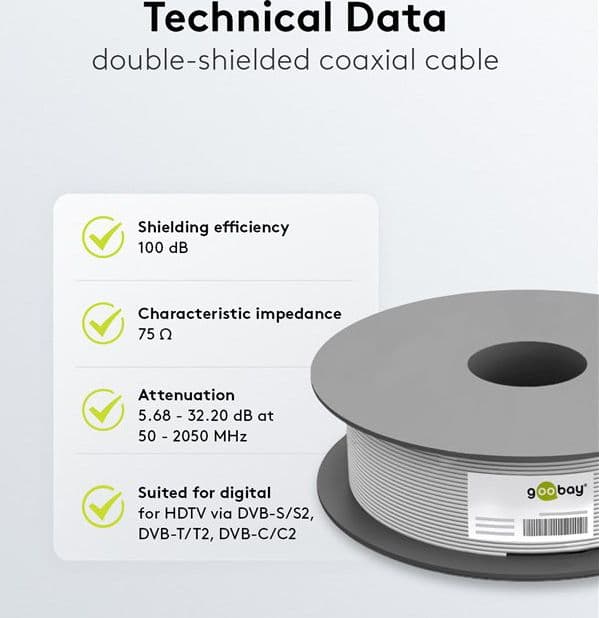 Cavo Coassiale SAT 100 dB Doppia Schermatura CCS 100m - 11