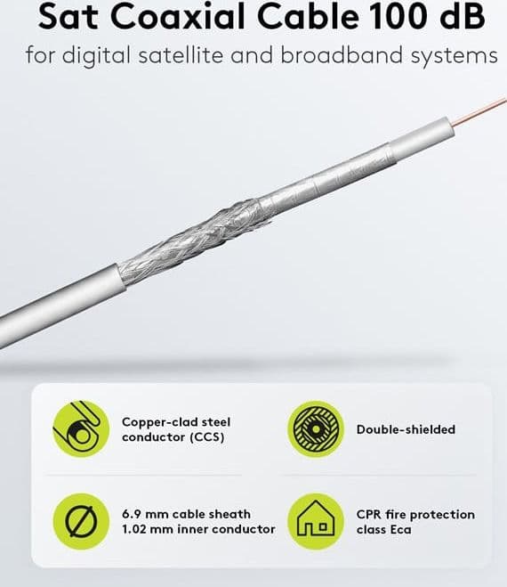 Cavo Coassiale SAT 100 dB Doppia Schermatura CCS 100m - 3