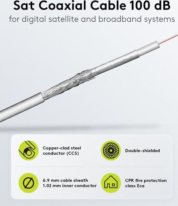 Cavo Coassiale SAT 100 dB Doppia Schermatura CCS 100m - 7