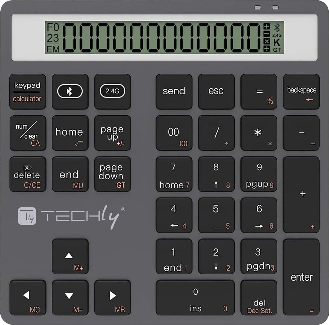Tastierino Numerico BT V5.0 Wireless 2in1 con Calcolatrice Grigio Scuro - 13