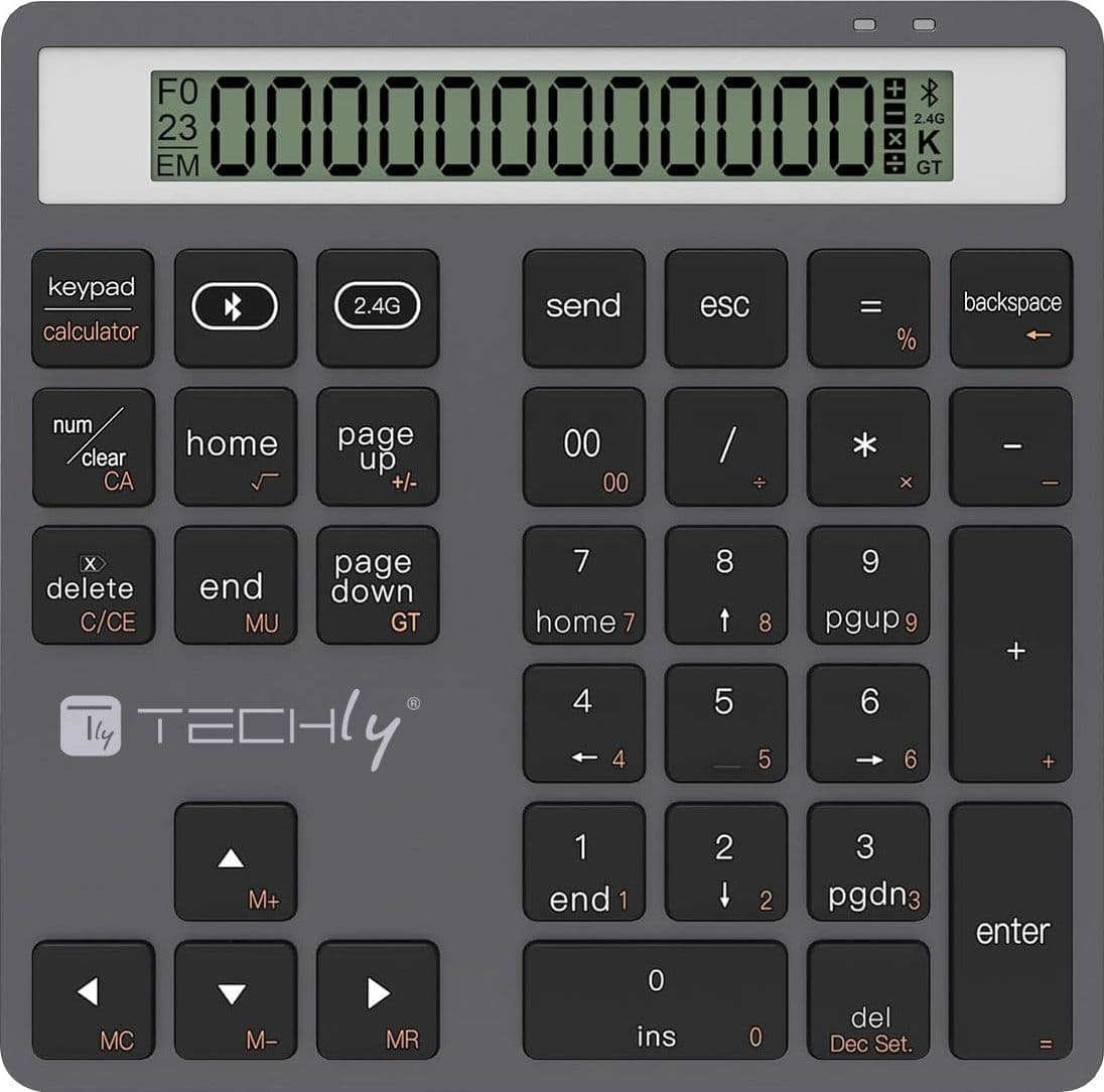 Tastierino Numerico BT V5.0 Wireless 2in1 con Calcolatrice Grigio Scuro - 7