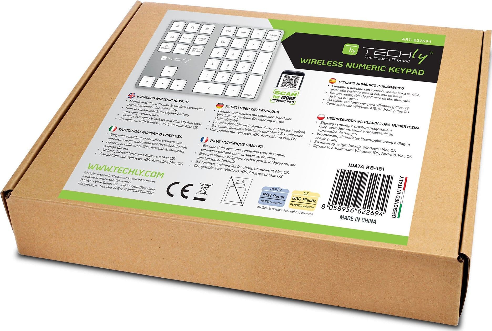 Tastierino Numerico BT V3.0 Wireless 34 Tasti Argento - 2