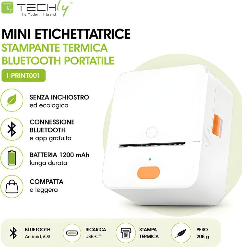 Mini Etichettatrice Stampante Termica Bluetooth Portatile Ricarica USB-C&trade - 14