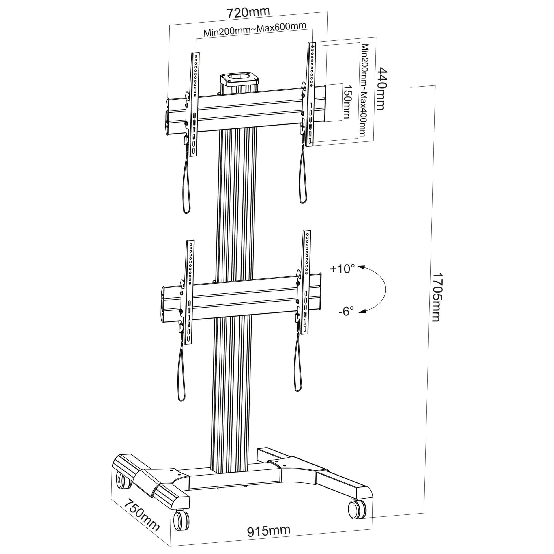 Supporto a Pavimento per 2 TV LCD/LED 32-60'' per Video Wall - 2