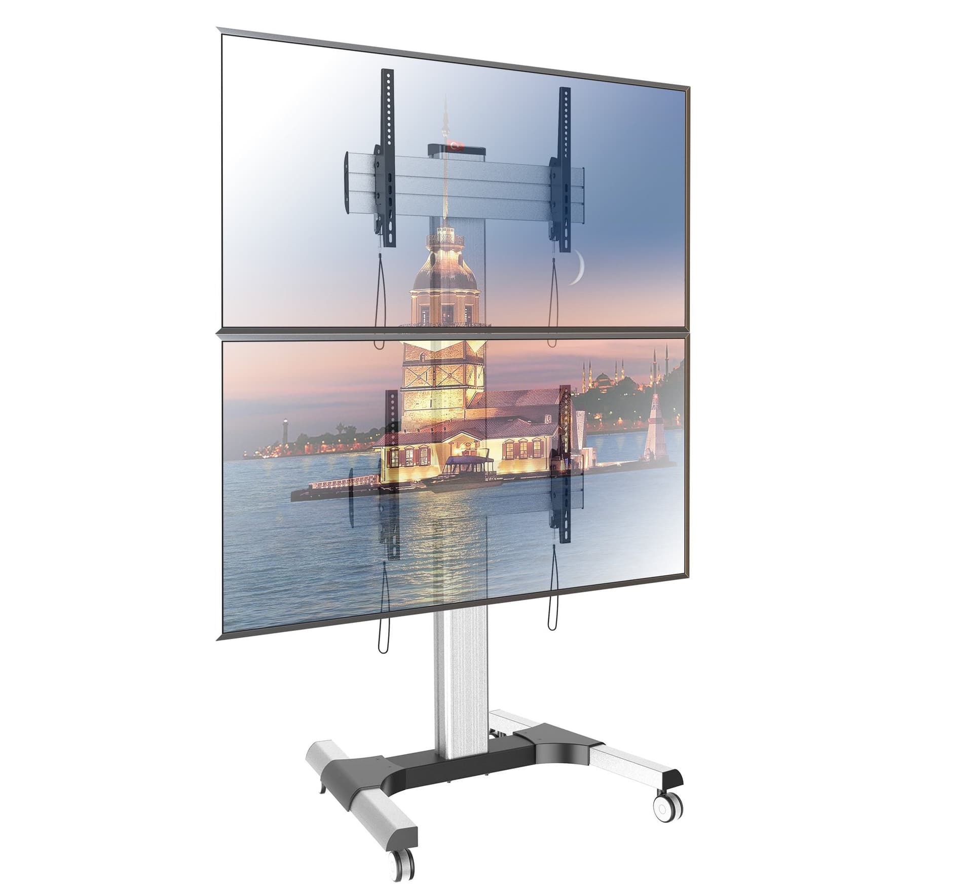 Supporto a Pavimento per 2 TV LCD/LED 32-60'' per Video Wall - 3