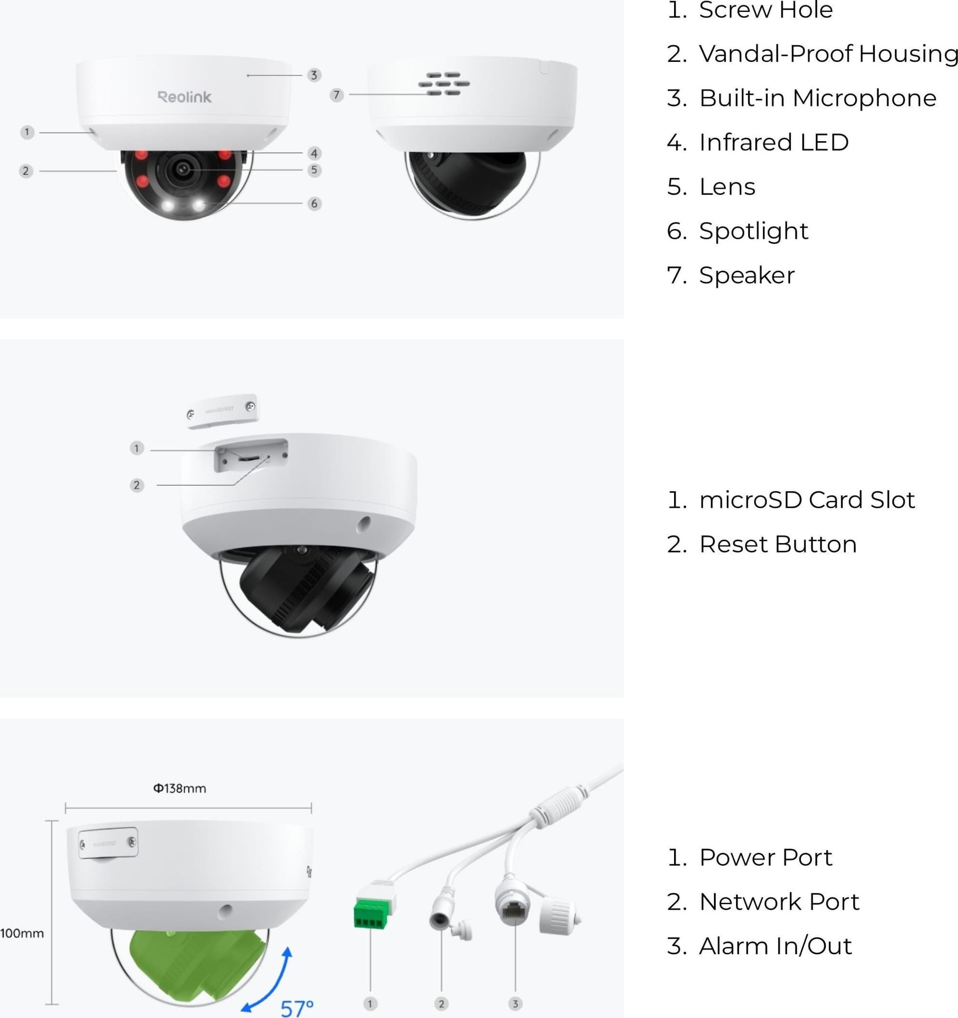 Telecamera Dome PoE Antivandalo IK10 4K con Zoom Ottico 5X, RP-PCV8MZ - 6