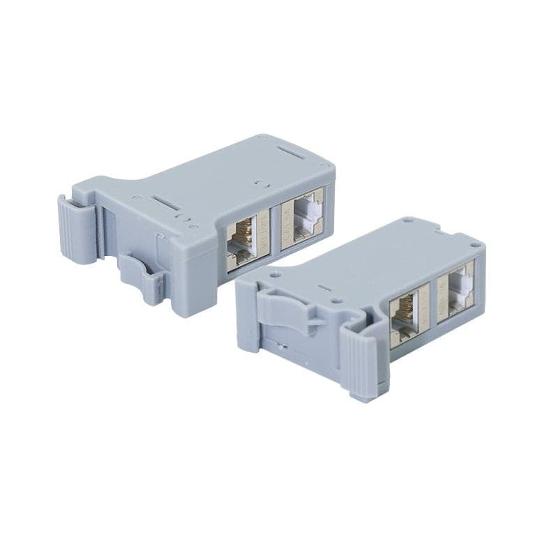 Adattatore per Guida DIN con 2 Accoppiatori Cat.6A RJ45 F/F, Schermato - 2
